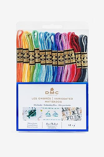 DMC - Mouliné Garnpack Schattiert, 100% Baumwolle - 12 Stränge Mouliné Spécial Art. 117MC, je 4 m lang | Made in France