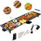 RELAX4LIFE Elektrische Grillplatte 1800W, Elektrogrill mit Antihaftbeschichtung, 90 x 23 cm, Tischgrill 5-stufig einstellbare Temperatur, inkl. 6 kleinem Holzschaber & 2 Antihaftringen, BBQ & Partys