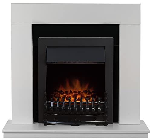 Adam Malmo Fireplace in White & Black/White with Blenheim Electric Fire in Black, 39 Inch