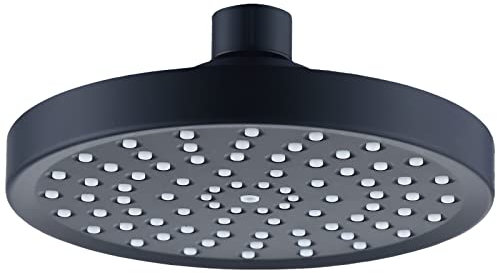 FUYIOCN Pommeau de douche à effet pluie avec buses anti-calcaire - Tête de douche ronde encastrable - Grand pommeau de douche de 15,2 cm - Chrome poli - Noir mat