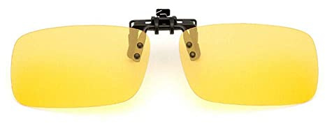 MACHSWON Polariserade clip-on-uppfällbart körglasögon mörkerseende lins UV400 solglasögon för män kvinnor körning vandring fiske utomhussport, Mörkerseende gul