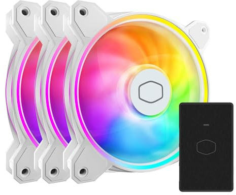 Cooler Master MasterFan MF120 Halo² White 3-in-1 PC Case | Liquid Cooler | Air Cooler Fan, Dual Loop ARGB LED Rings, ARGB LED Rings, Dynamic PWM 120mm