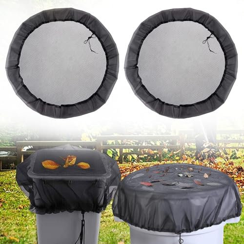 Holyhcx 2 Stück Regentonnennetz, 95cm Verstellbares Regentonnennetz, Regentonnen Netz zum Schutz vor Blättern, Moskitos usw, Regentonne Abdeckung mit elastisch