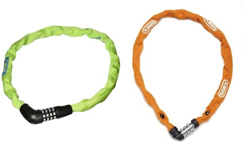 ABUS Uni, Fahrradschloss, Grün (Lime), 75 cm & Kettenschloss 1200 Web – Zahlenschloss mit 3-stelliger Kombination