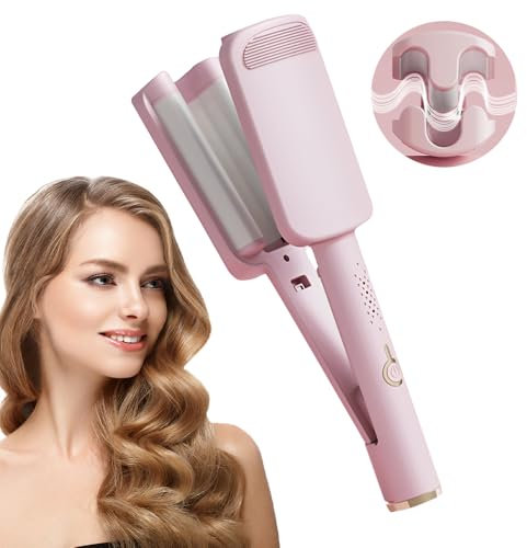 Vmxlso French Wave Curling Iron, 32mm Mermaid Hair Waver, Wave Hair Styler with 4 Gears Temperature, Fast Heating Wave Curler, Hair Wavers for Long Short Hair