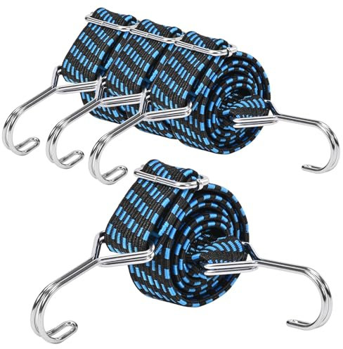 Szaboviktoria 4 Pièces Tendeurs Elastique avec Crochets,Tendeur Elastique,Tendeur Bache Piscine,Sandow Elastique,Corde Elastique,pour Le Transport de Camping,Charges, Moto,Vélo,Voiture