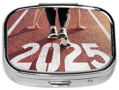 Xiso Ver 2025 Preparation Sprint Pill Box Portable Metal Pill Organizer 2 Compartment Medicine Small Pill Case for Purses Compact Travel Medicine Holder for Vitamins Medication