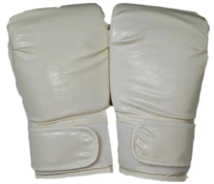 KQFCAZRE Guanti da, Guanti da Karate, Guanti in PU, Guanti Sportivi Resistenti con Tasca, Equipaggiamento Protettivo per Muay Thai, Bambino Bianco