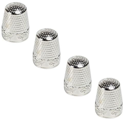 4Pcs Sewing Thimbles for Fingers S&M Metal Knitting Finger Protector/Guard for Hand Embroidery/Quilting/Sewing Accessories DIY Needlework Tool