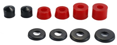 Hoite Skateboard Bushings Set, 10 Accessories, PU Cushioning, 90A Replacement Bushings for 4 Wheel Skateboard, Double Rocker (Red)