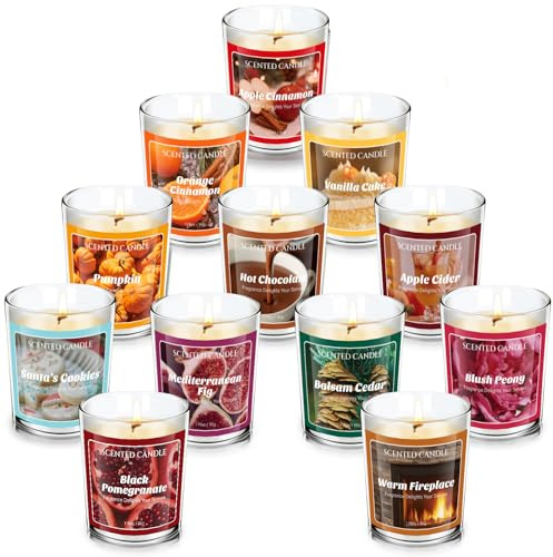 SCENTORIN Velas Aromáticas Calendario Adviento 2025, Juegos de Velas, 12 Aromas de Invierno, Set de Regalo de Candle Perfumadas, Cera de Soja Natural, Perfumes Para Hogar y Decoración Navideña