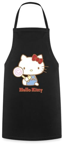 Spreadshirt Hello Kitty Avec Une Sucette Tablier Cuisine, taille unique, noir