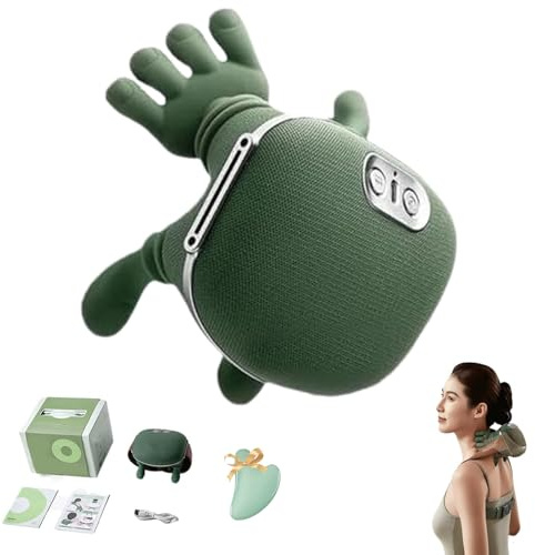 Electric Neck Massager, Bionic Hand Neck Massager, 4D Wireless Shiatsu Massager with Heating 3 Speeds and 2 Temperatures, Portable for Home Office Travel Relieves Muscle Pain and Fatigue
