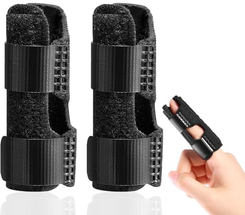 Echify Trigger Finger Splint - 2pcs Enhanced Finger Brace with 2 Aluminum Support Bars Finger Splints for Broken Fingers Arthritis Finger Straightener & Immobilization (Black)