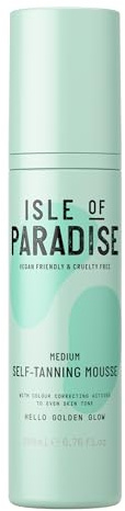 Isle of Paradise Self-Tanning Mousse, Golden Glow, Medium, 200 mL | Hydrating & Tinted Face & Body Tanner, Sunless Colour, Streak-Free Application, Fast-Drying, Even Skin Tone, Natural Look