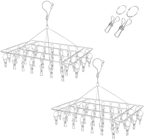 Qualsen Sock Hanger for Washing Line, Laundry Rack, 36 Clips, 2 Pack