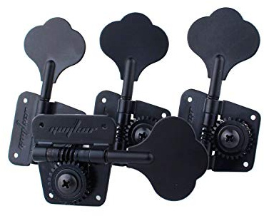 Guyker Bass Tuners (4 for Right) - 1:26 Ratio Open Gear Tuning Key Pegs Machine Head Replacement for Electric Jazz Guitar Bass or Precision Instruments - Black