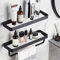 VOLPONE Badezimmerregale, Wandmontage, Glasregal für Badezimmer, schwebendes Regal, gehärtetes Glas, schwarz, Badezimmer-Wand-Organizer, 2-stöckig