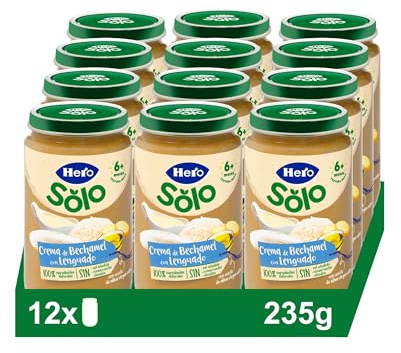 Hero Baby Tarrito Infantil - Tarritos de Lenguado Con Crema De Bechamel, Sin Aceite de Palma, Sin Sal Añadida, Para Bebés desde 8 meses, Ingredientes 100% naturales, 235 g (Paquete de 12)