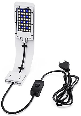 NICREW Lampe LED Ultra-mince pour Petit Aquarium, Lampe Éclairage Aquarium avec 40 LEDs Lumière Blanche et Bleue pour Aquariophilie, 8W, 640LM (Blanche)
