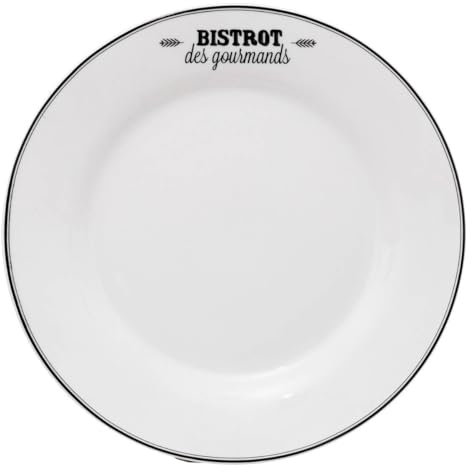 Lot De 6 Assiettes Plates Bistrot En Porcelaine - D 26 Cm