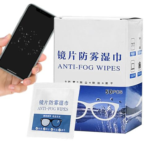 Toallitas antivaho para gafas, 50 unidades, prehumedecidas, almohadillas antivaho, productos para el cuidado de gafas, paños no tejidos para gafas, espejos retrovisores de coche, cámara Qumiuu