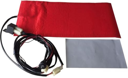 LYEAA 12V Moto ATV Siège Coussin Chauffant Minuterie Housse de Chauffage de Siège en Fiber de Carbone Température Réglable Kit de Siège Chauffant de Moto Kit de Coussin Chauffant de Siège Ch