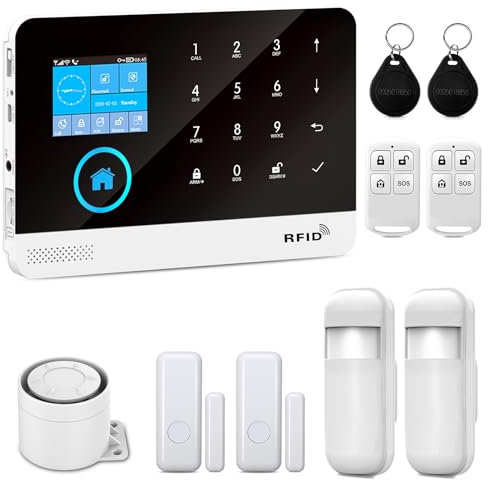 XNY Kit Allarme Casa Senza Fili 4G, Antifurto Allarme Casa WiFi con Controllo APP, Kit da 10 pezzi (Rilevatore di Movimento, Sensore per Porte e Finestre, Sirena, Telecomando) Compatibile con Alexa
