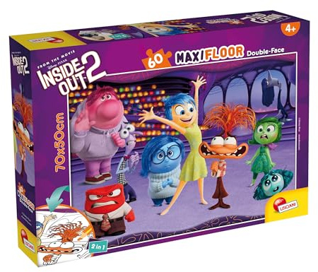 Lisciani - DISNEY ALLES STEHT KOPF 2 - Puzzle 60 Teile - Für Kinder Ab 4 Jahren - Maxi Doppelseitiges Puzzle - 35x25cm - Rückseite zum Ausmalen - Spaßiges & Kreatives Spiel - INSIDE OUT 2