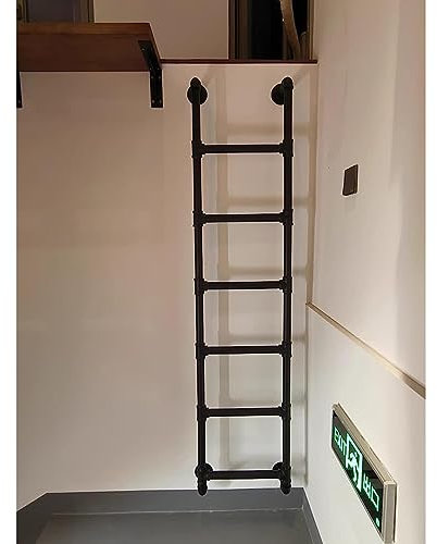 Échelle de sortie pour fenêtre de sous-sol, montage mural, grenier, escalier vertical, dortoir, lit double, échelle de 135 cm de haut, capacité de 150 kg, installation facile et gain de place