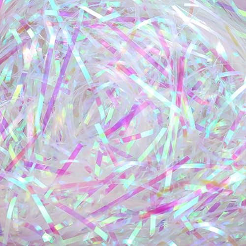 JSTHHTT 200g Raffia Füllmaterial Geschenk, Glänzend Geschreddertes Papier Füllmaterial, Hamper Shred, für Geschenkbox, für Party Hamper Füllung und Geschenkverpackung Dekorations