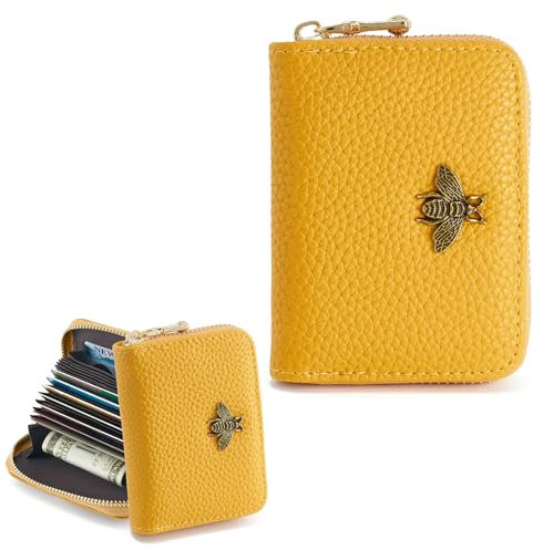QIUTIMIY Kartenetui Kreditkartenetui,Slim Wallet,Mini Geldbörse,gelb