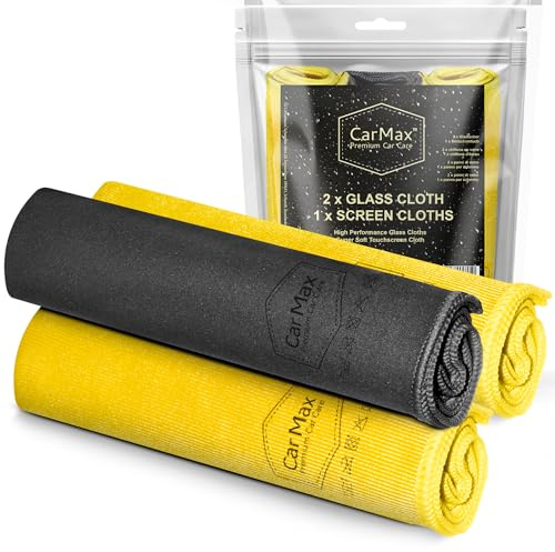 CarMax® - Panni per vetro e touchscreen, 2 panni morbidi in microfibra con finitura in pelle scamosciata