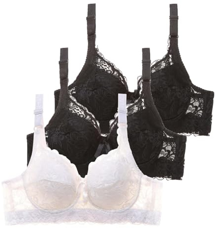 Generisch Milchauffang Lot de 3 soutiens-gorge d'allaitement pour femme avec armatures, soutien-gorge push-up, soutien-gorge de sport, soutien-gorge d'entraînement avec dentelle pour femme, Noir
