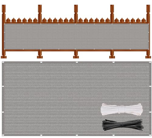 Balkongskydd 80 x 600 cm Vind- Och Uv-Skydd, Solskydd, Andningsbar, Balkong Integritetsskydd Staket Trädgårdsskydd Med Rep Och Kabelband för Bakgård, Däck, Räcke, Pooler, Grå