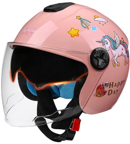 Casco Da Moto Per Bambini, Leggero, Aperto, Mezzo Casco, Per Ragazzi E Ragazze, Con Visiera Parasole, Per Ciclomotore, Per Tutte Le Stagioni, Per Bambini Dai 3 Ai 16 Anni Q,50-56cm