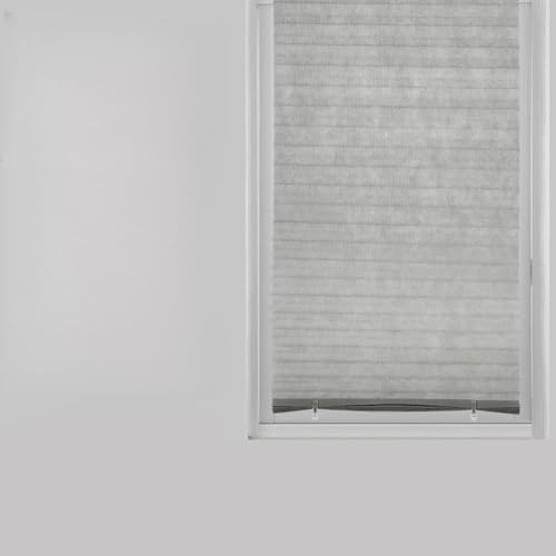 Gettimore Estor enrollable plisado gris para ventanas, 60 x 180 cm, diseño compacto con enrollable automático, instalación sin taladros, tela de PVC impermeable para baño, balcón, privacidad y L