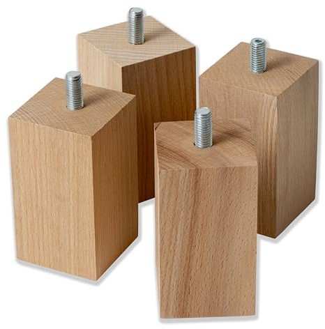 IPEA 4x Piedini per Mobili e Divani in Legno - Altezza 10 cm - Made in Italy - Piedi Rettangolar per Armadi, Letti, Poltrone, Arredamento - Deisgn Minimal ed Elegante - Set di 4 Pezzi