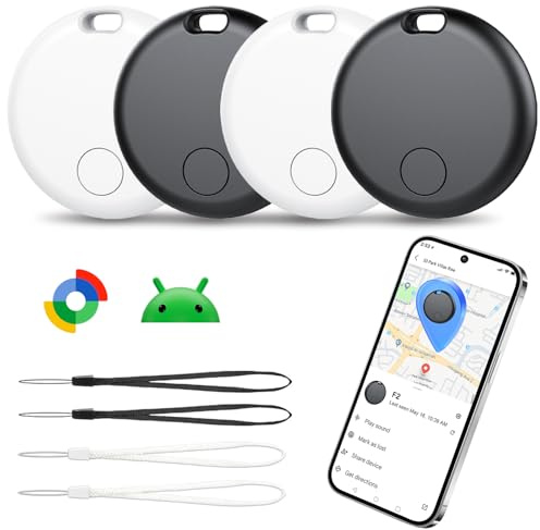 Smart Tracker Tags For Android Devices (NOT iOS or Huawei), Item Finder Works with Google's ‘Find My Device’ App, IP67 Waterproof, Android Bluetooth Tracker for Wallet, Luggage, Key