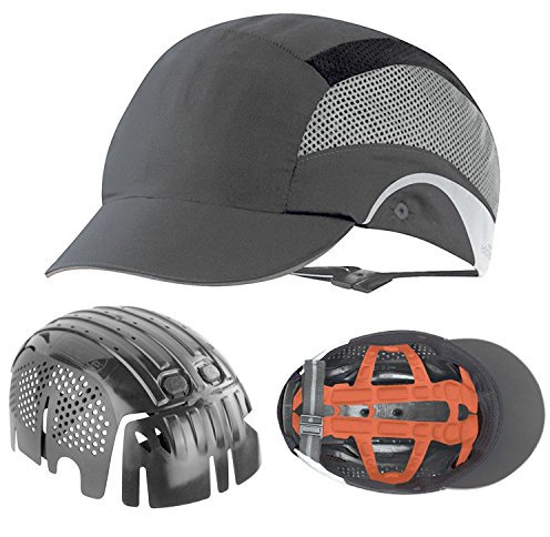 Gorra Seguridad Aerolite - Mas Ligera, Polygiene® Tech - Pro Antigolpes - Visera 5 cm - Norma: EN 812 - Usos: Bricolaje, Industrial, Electricistas, Fontanero, Logística - Color: Negro/Gris