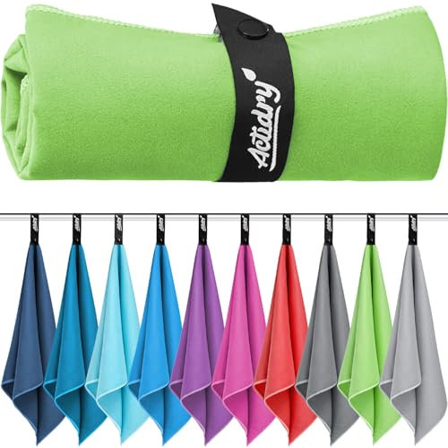 Actidry Mikrofaser Handtuch - XL/L/M Handtücher - 10 Farben Bunt&Dunkel - leicht schnelltrockend hochsaugfähig - Microfaser Sporthandtuch Fitnesstuch Wandern Camping - M 70 x 140 cm - Apfel-Grün
