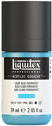 Liquitex 2059770 Professional Acryl Gouache - Hellblau Permanent , 59ml Flasche, matt - Acrylfarbe mit Gouache Eigenschaften, Hochdeckend, Wasserfest & Lichtecht