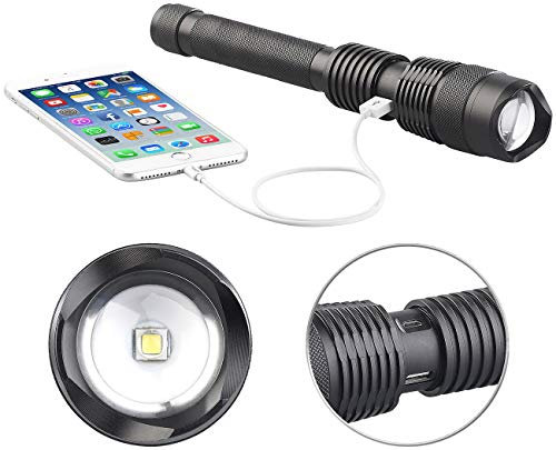 KryoLights Akku Taschenlampe: 2in1-LED-Taschenlampe und Powerbank, 3.600 mAh, 1.000 Lumen, 10 Watt (LED Akku Stablampe, Akku-Taschenlampe mit Powerbank, wasserdichte Taschen)
