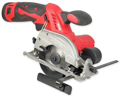 Mini Sierra Circular Inalámbrica con Guía - Batería recargable de litio 12 V - Profundidad máx. de corte 26 mm (90°), 18 mm (45°) - Ángulo ajustable - Cuchilla Ø 85 mm - Cargador incluido - 30 x 16 cm