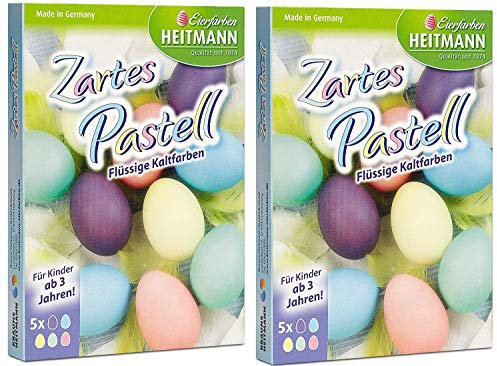 Brauns Heitmann Ostereier Farben Eierfarben Zartes Pastell - flüssige Kaltfarben - gelb, rosa, türkis, grün, Flieder - Oster-Eierfarbe - buntes Osternest- Oster Eier bemalen Deko Ostern