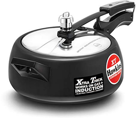 Hawkins Black 3.5 Litre Pressure Cooker, Hard Anodised, Induction & Gas Compatible, Black