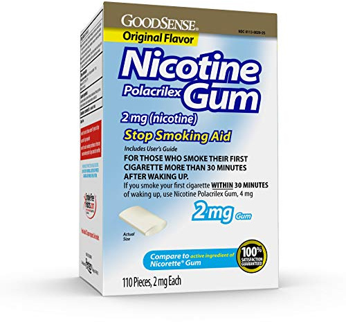 Good Sense Nicotine Polacrilex Uncoated Gum 2 mg, White Original, 110 Count