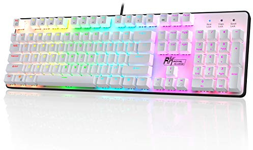 RK ROYAL KLUDGE Tastiera meccanica RK920 Full Size, tastiera da gioco retroilluminata arcobaleno, tastiera meccanica cablata a 104 tasti con tastierino numerico, interruttore rosso