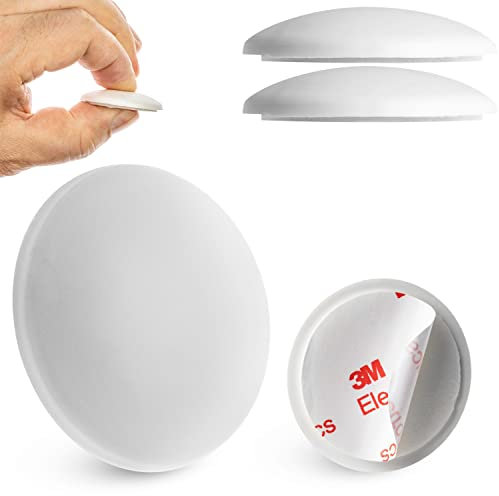Türklinkenpuffer für Wände, 2 Stück, Ø 40 mm, in Weiß, selbstklebender Wandschutz für Türgriff, Türklinke, Fenstergriff, Anschlagdämpfer gegen Türanschlag, Türstopper Elastikpuffer, Wand Türpuffer