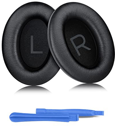 ELZO Ohrpolster für Bose QuietComfort 45 (QC45), Premium Ersatzpolster für QuietComfort SE (QC SE)/New Quiet Comfort Wireless Over-Ear Kopfhörern, Ersatzpolster mit weicherem Protein-Leder, Schwarz